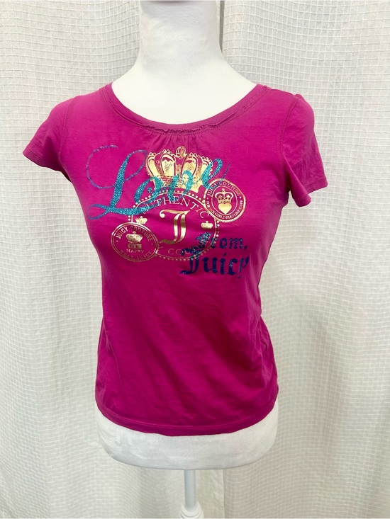 Juicy Couture Tops - Juicy Couture Hot Pink Short Sleeve Logo Tee